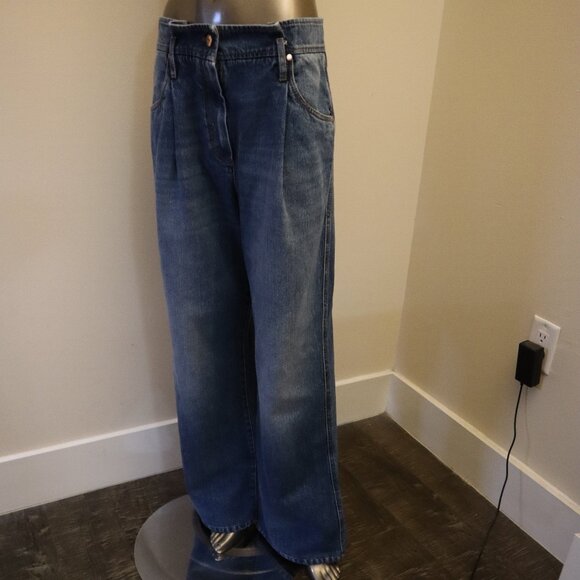 Brunello Cucinelli Relaxed Jeans Monili Loop Wide Leg Denim Size 6 USA 42 IT - Picture 4 of 8